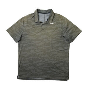 Nike Polo Shirt Mens XL Gray Camo Dri Fit Icon Jacquard Performance Golf